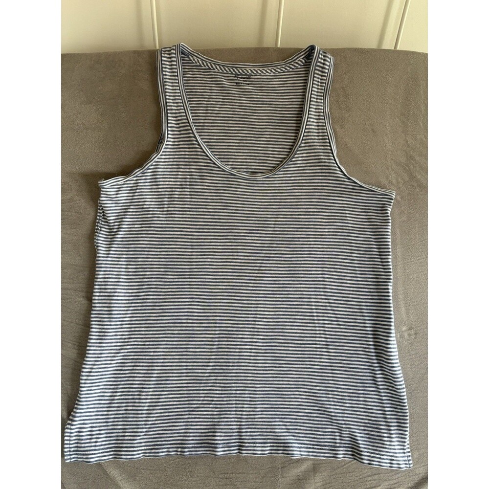 Madewell Women’s XS Scoop Neck Striped Blue And White Tank Top Summer Patriotic